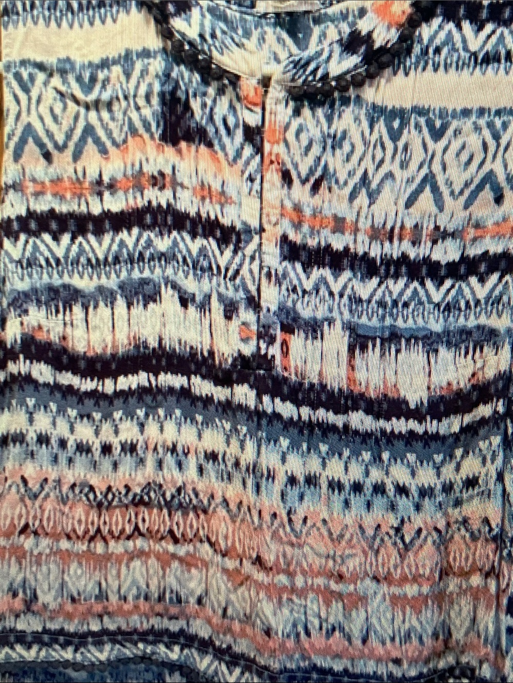 Ann Taylor Ikat-Pattern Tank — Navy, White & Coral